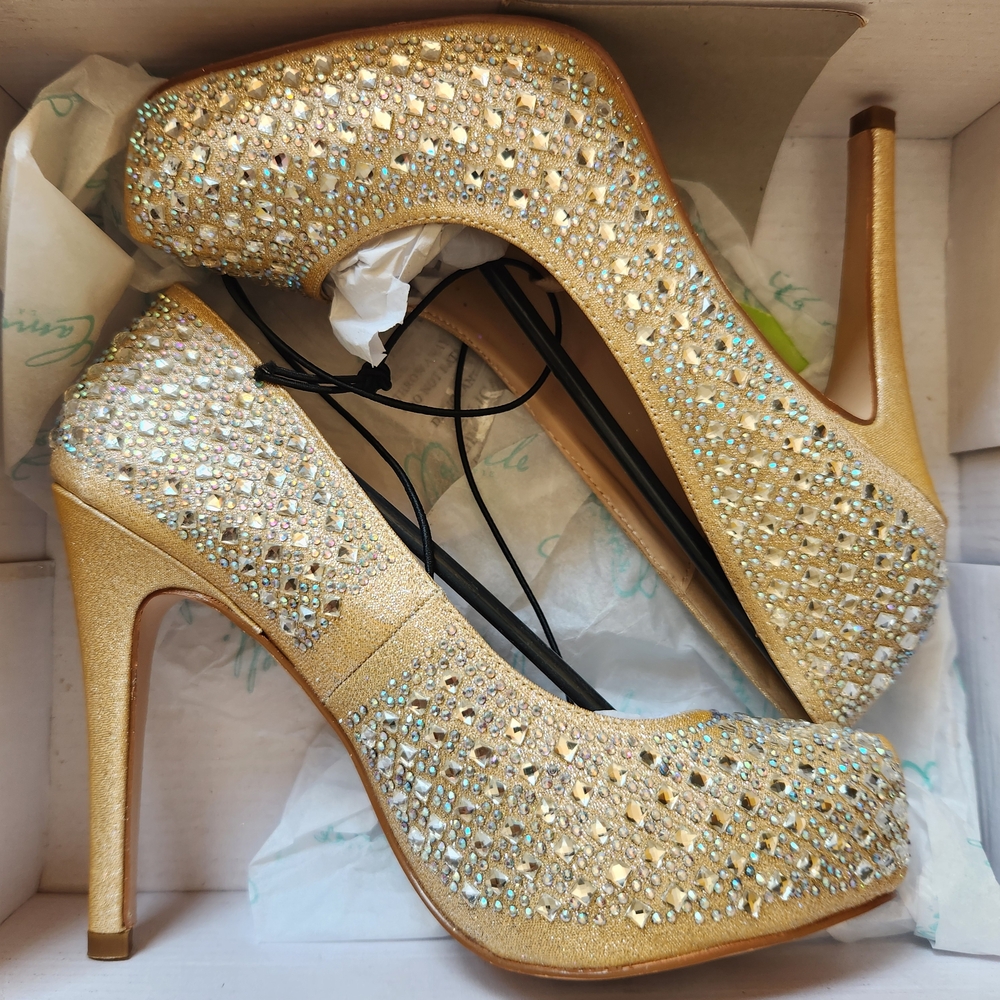 Nude Sequin Heels
